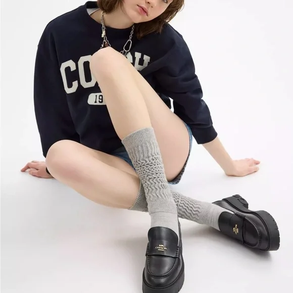 Coach Ruthie Black Leather Slip-On Loafers womens size 10 - Picture 2 of 7